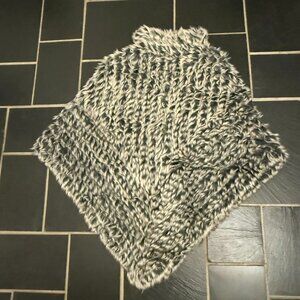 Women's Black and White soft faux fur poncho